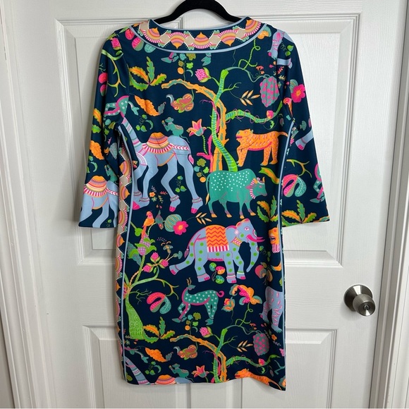 Gretchen Scott Banded V Animal Kingdom Jersey Dress Small - Picture 3 of 7